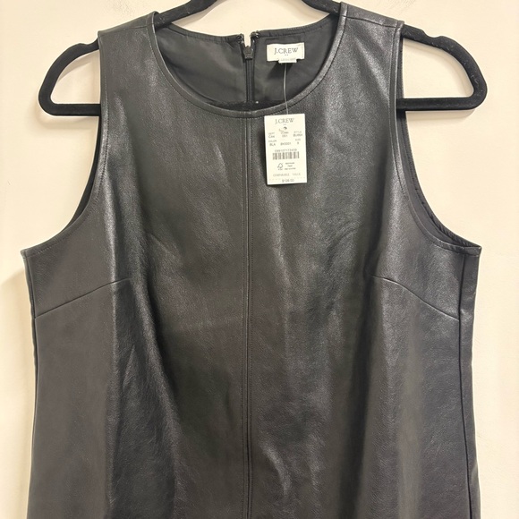 NWT J Crew Factory Black Faux-leather shift dress Size 8 - Picture 3 of 7